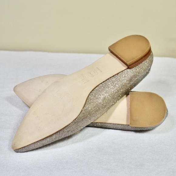 🏷️ NWT Platinum Gold Sparkly Pointed Toe Flats - Picture 9 of 11